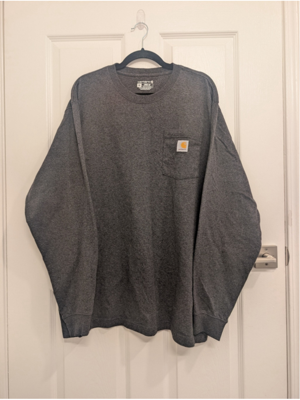 Men's Carhartt Long Sleeve Pocket Tee Shirt Grey XL